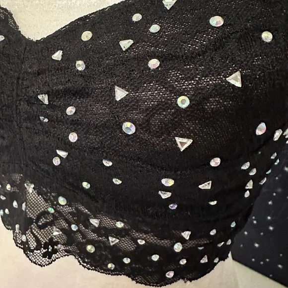 ✨Limited Edition✨ Victoria’s Secret PINK 💎Rhinestone Black Lace Bralette - Picture 6 of 8
